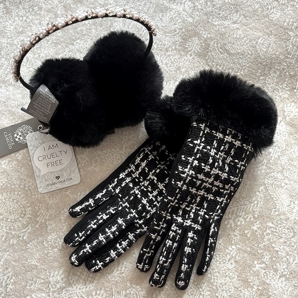 NWT Vince Camuto Faux Fur Earmuffs w/ Embellished Headband & Marcus Adler Gloves main image 9